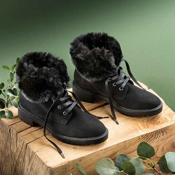 Avon Black Faux Fur Walking Boots