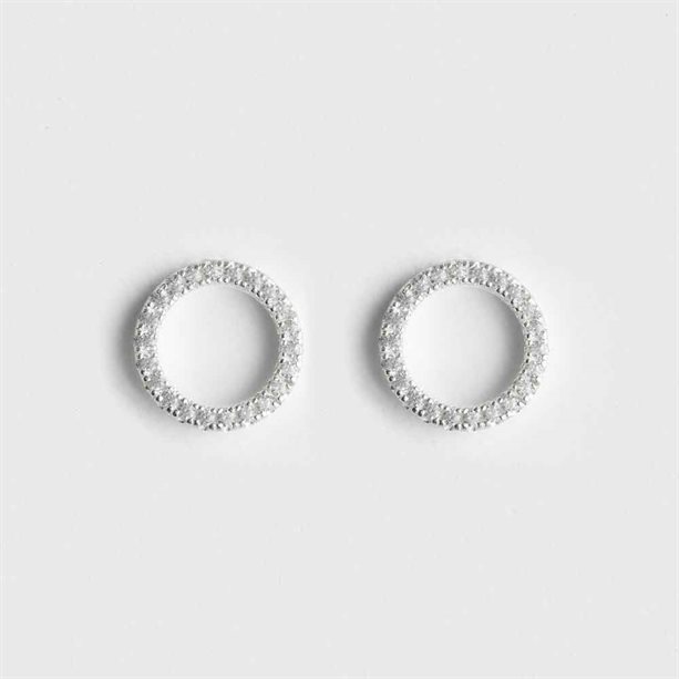 Avon Sterling Silver-plated CZ Circle Earrings - Gift Boxed