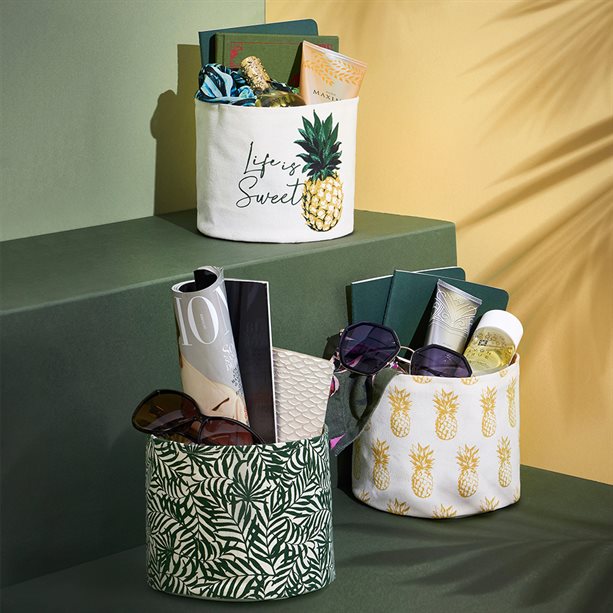 Avon Pineapple-Print Storage Buckets